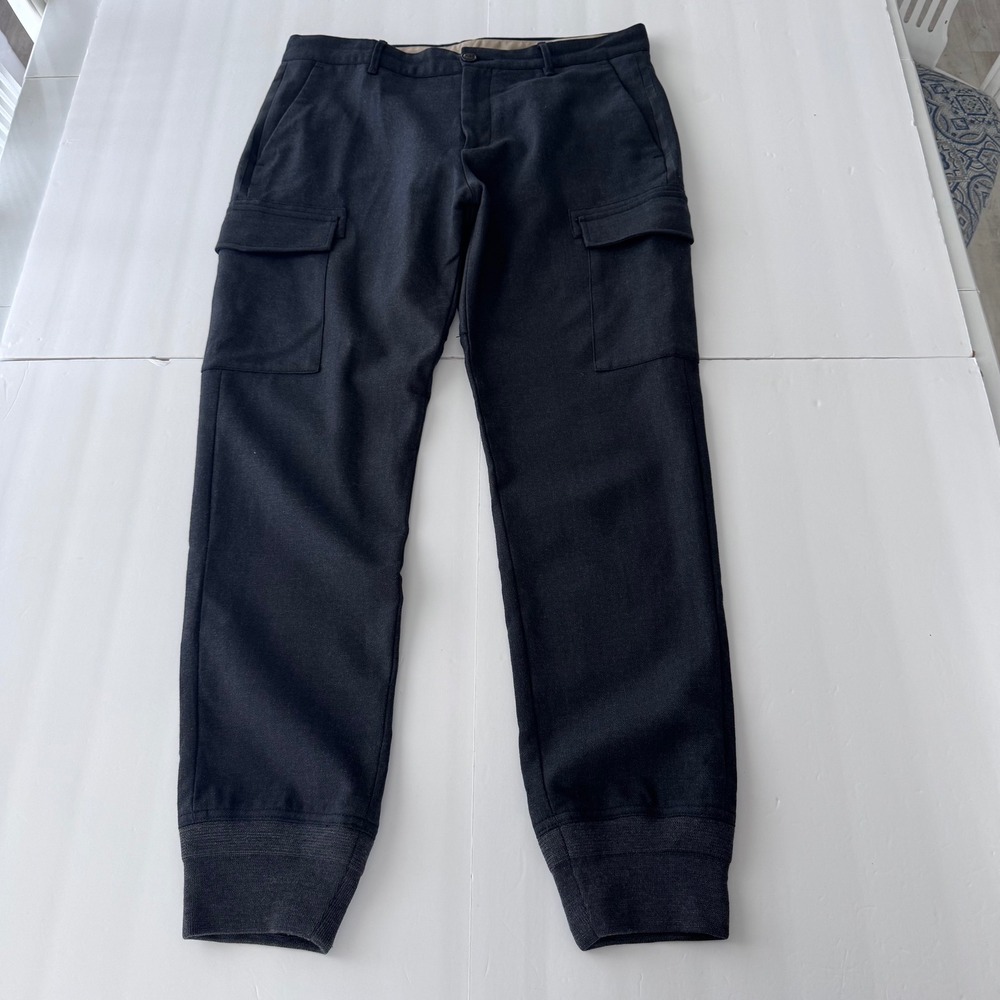 Moncler Pantalon Sportivo Cargo Joggers Gray Wool Blend Tapered Pants Size 50